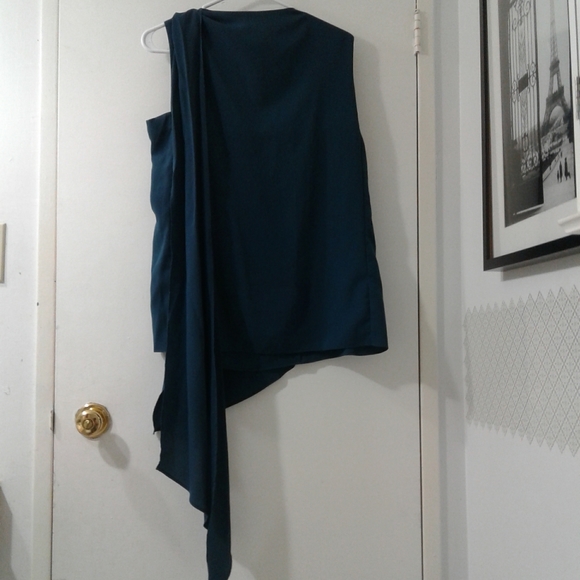 Anne Klein dark turqoise/navy blue blouse - Picture 2 of 6